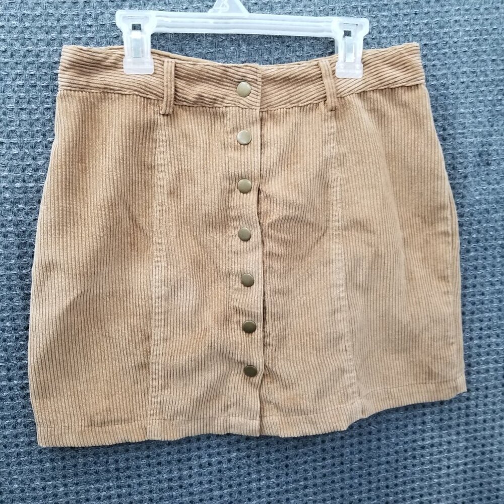 Y2K Tan Corduray Mini Skirt M